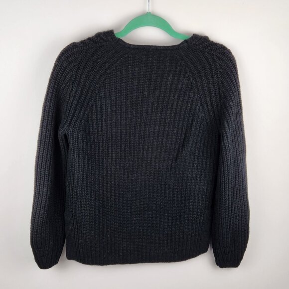 Pure Collection Wool Alpaca Blend Chunky Ribbed Knit V-Neck Sweater sz 4 - Picture 2 of 7